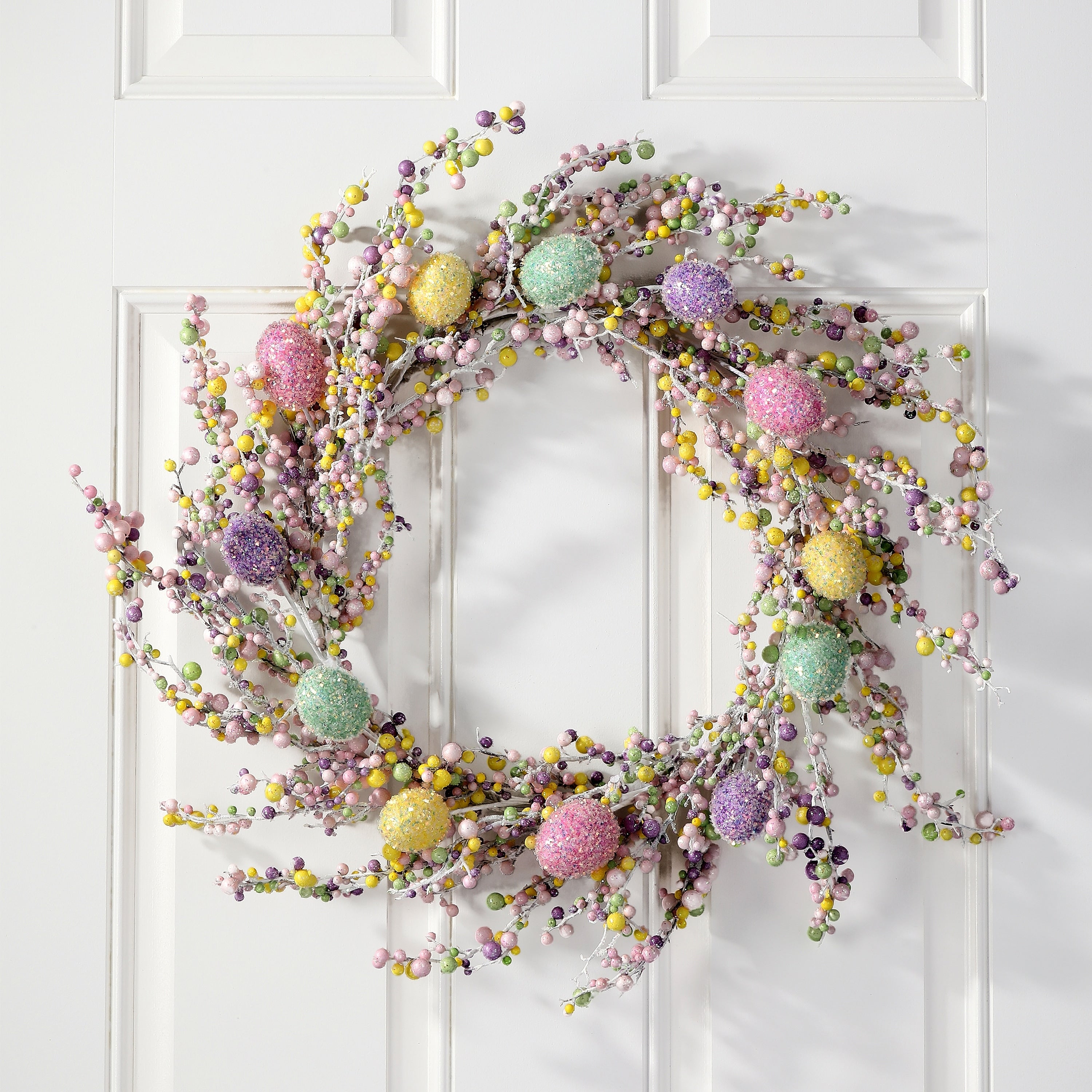 26 Iridescent Glitter Berry And Egg Wreath