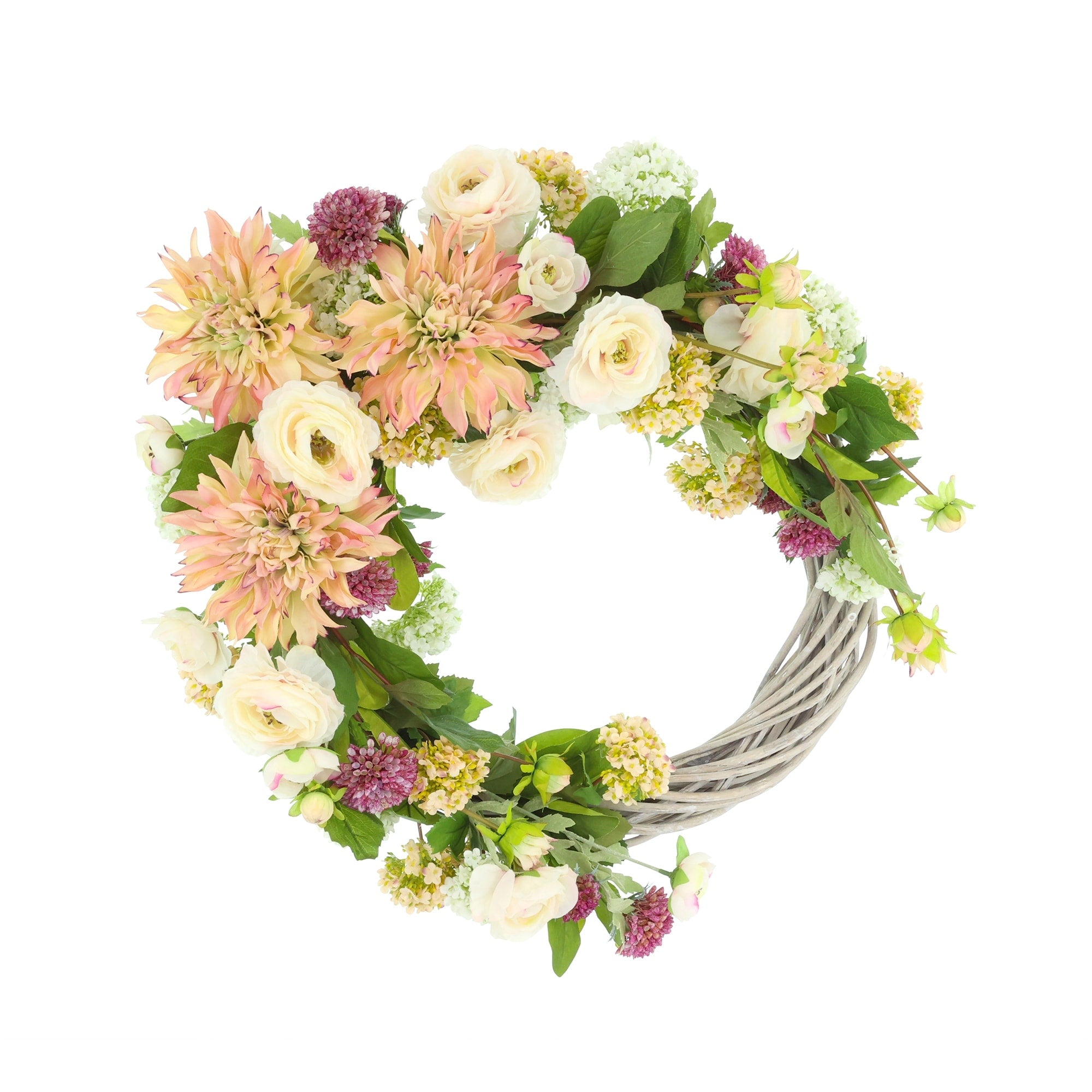 26 Spring Wreath With Dahlias And Ranunculus