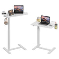 26 19 Side Column Height Adjustable Gas Spring Laptop Desk With Wheels Portable Sit Stand Mobile Office Table With Cup Holder