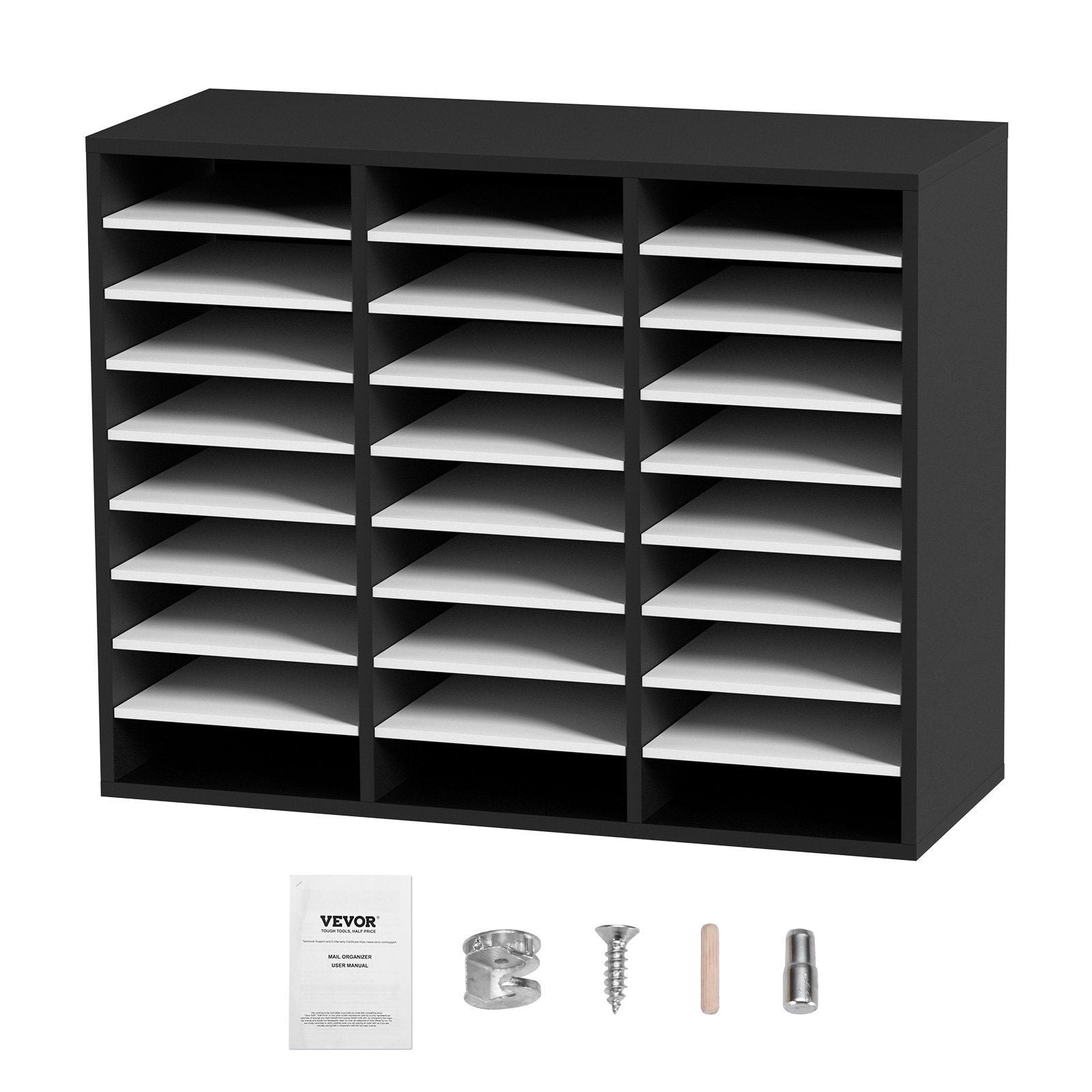 27 Compartments Wood Literature Organizer Adjustable Shelves Density Fiberboard Mail Center Home School Storage For Files