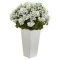 27 Geranium Artificial Plant In White Planter Uv Resistant Indoor Outdoor