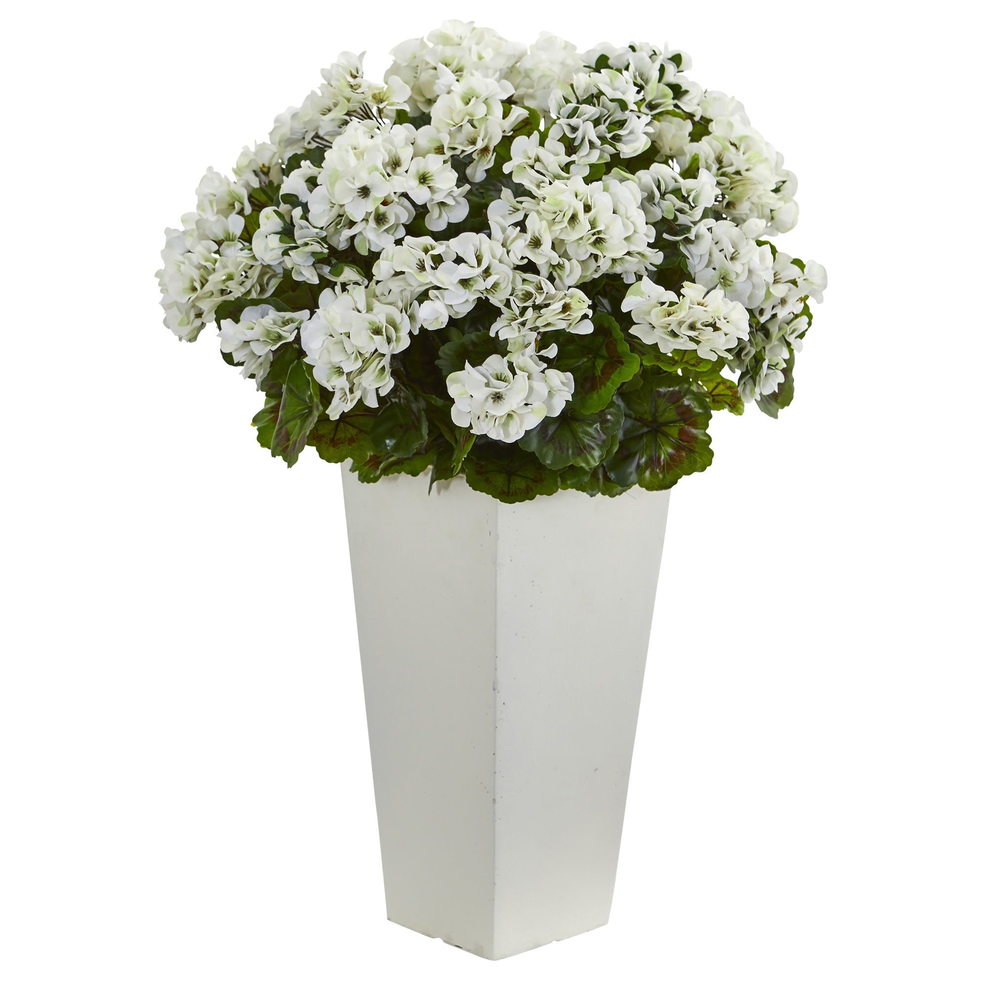 27 Geranium Artificial Plant In White Planter Uv Resistant Indoor Outdoor