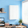 27 Inch White Shaker Double Door Wall Cabinet Solid Wood With 3 Adjustable Shelves Ready To Assemble For Kitchen