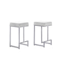 27.2 In. H Gray Finish Backless Metal Bar Stool With Faux Leather Square Seat Set Of 2