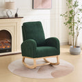 27.2 W Rocking Chair Green Side Chair With High Back And Side Pocket Accent Chair Armchair With Wood Legs