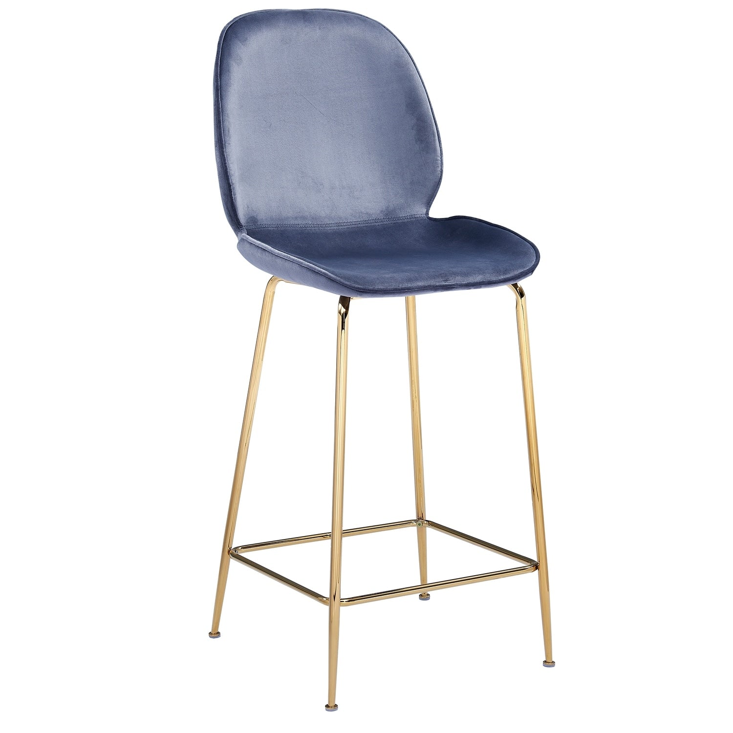27.4 In. H Gray Finish High Back Metal Bar Stool With Faux Leather Square Seat Set Of 2