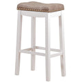 27.5 In.H White Finish Low Back Wood Frame Barstool Fabric Seat Set Of 1 29