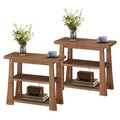 27.55 Solid Wood End Table Nightstand With 3 Tier Open Shelves
