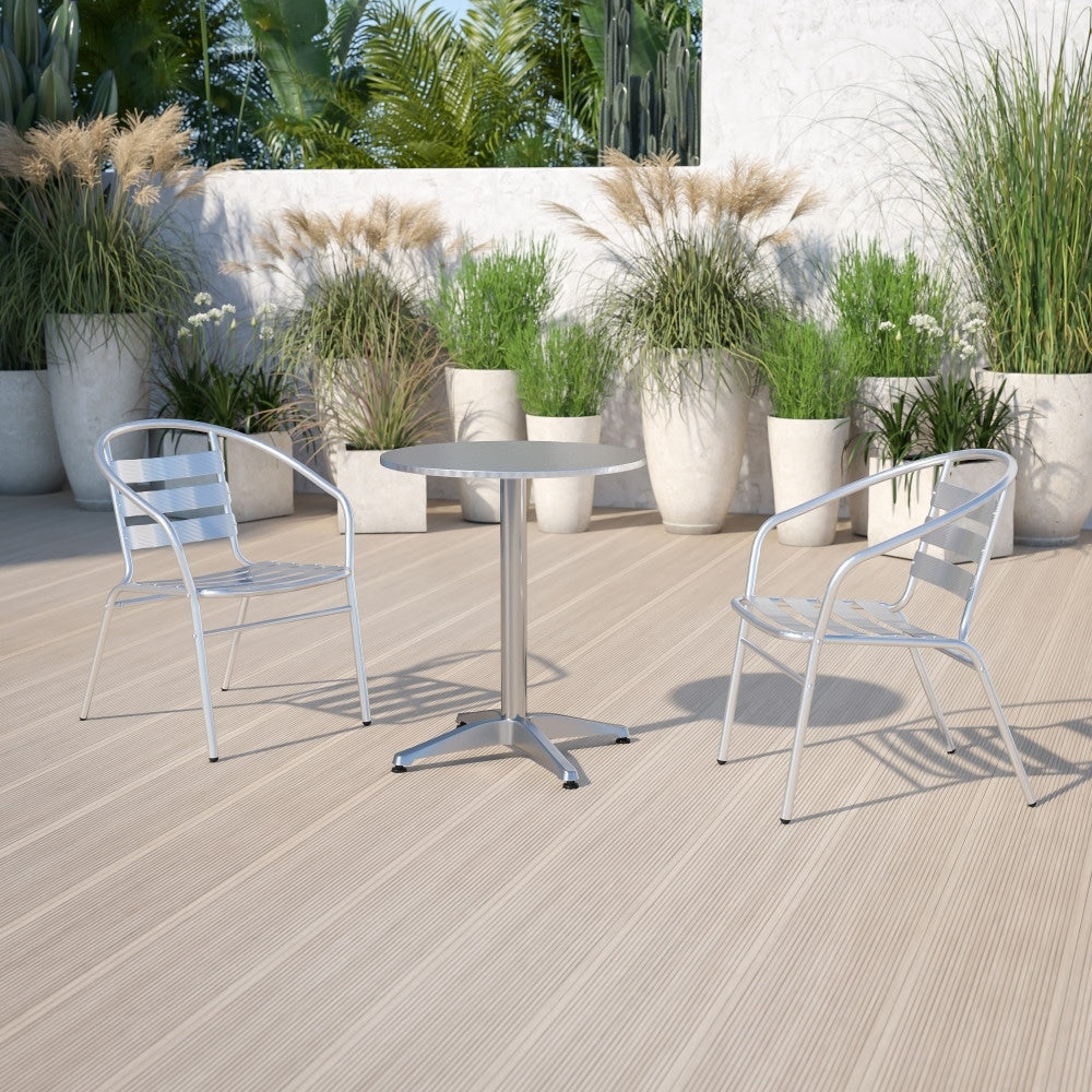 27.5 Round Aluminum Smooth Top Indoor Outdoor Table With Base 27.5 W X 27.5 D X 27.5 H
