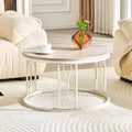 27.5 Round Mdf Coffee Table With Stone Effect Textur