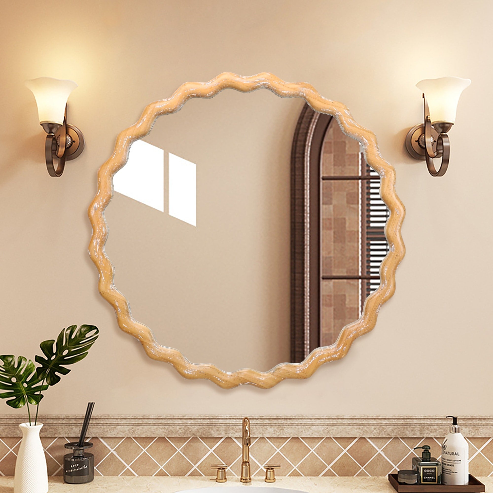 27.5 Round Wavy Wall Mirror