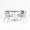 27.5 Foot Square Aluminum Indoor Outdoor Table With 4 Slat Back Chairs
