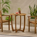27.5 Teak Outdoor Round Acacia Wood Accent Table