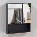 27.5 H Wall Mounted Medicine Cabinet Double Door Bathroom Mirror Cabinet With Storage Shelves Stainless Steel Frame
