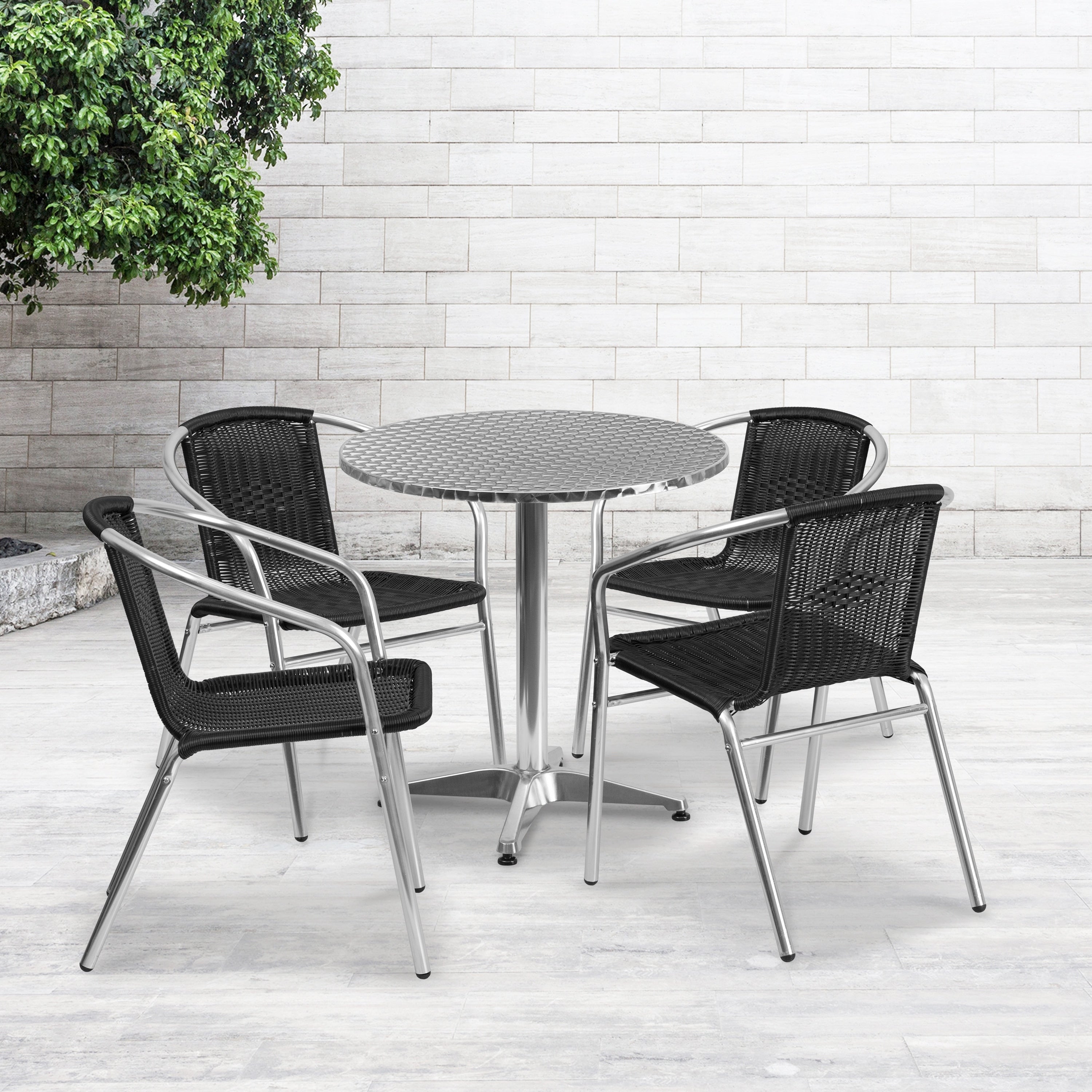 27.5Rd Aluminum Table Set 4 Ch