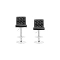 27.6 In. H Black Finish Low Back Metal Bar Stool With Faux Leather Square Seat Set Of 2