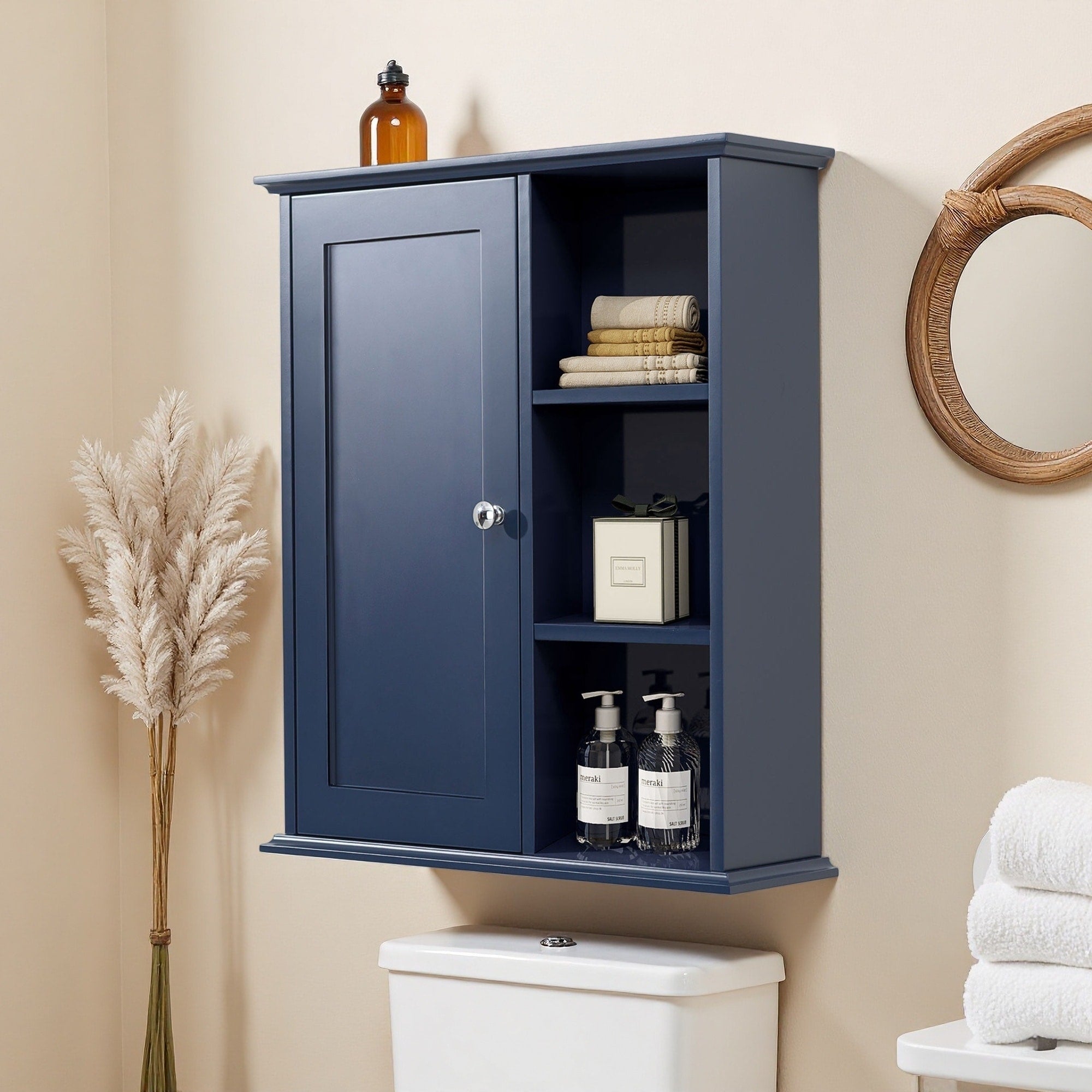 27.6 H Upgraded Bathroom Wall Cabinet Over The Toilet Storage Cabinet Wall Mounted Wooden Medicine Cabinet