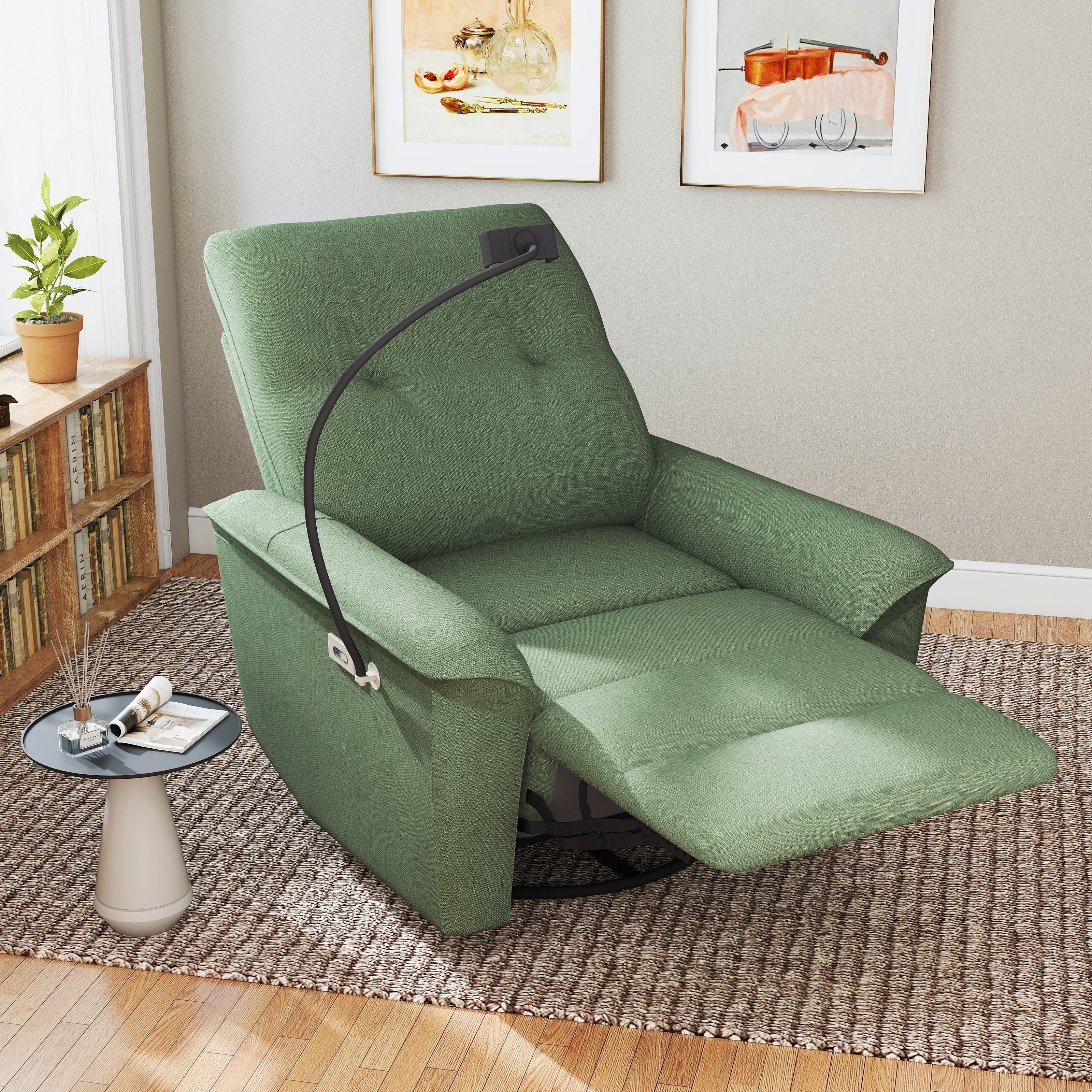 270 Power Swivel Rocker Recliner Chair W Phone Holder Electric Glider Reclining Sofa With Usb Ports Power Swivel Glider