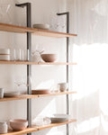 Helix 96in Walnut Wood Wall Mount Bookshelf