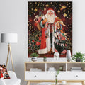 Designart Happy Santa Claus Magic Of Christmas Print On Natural Pine Wood Red
