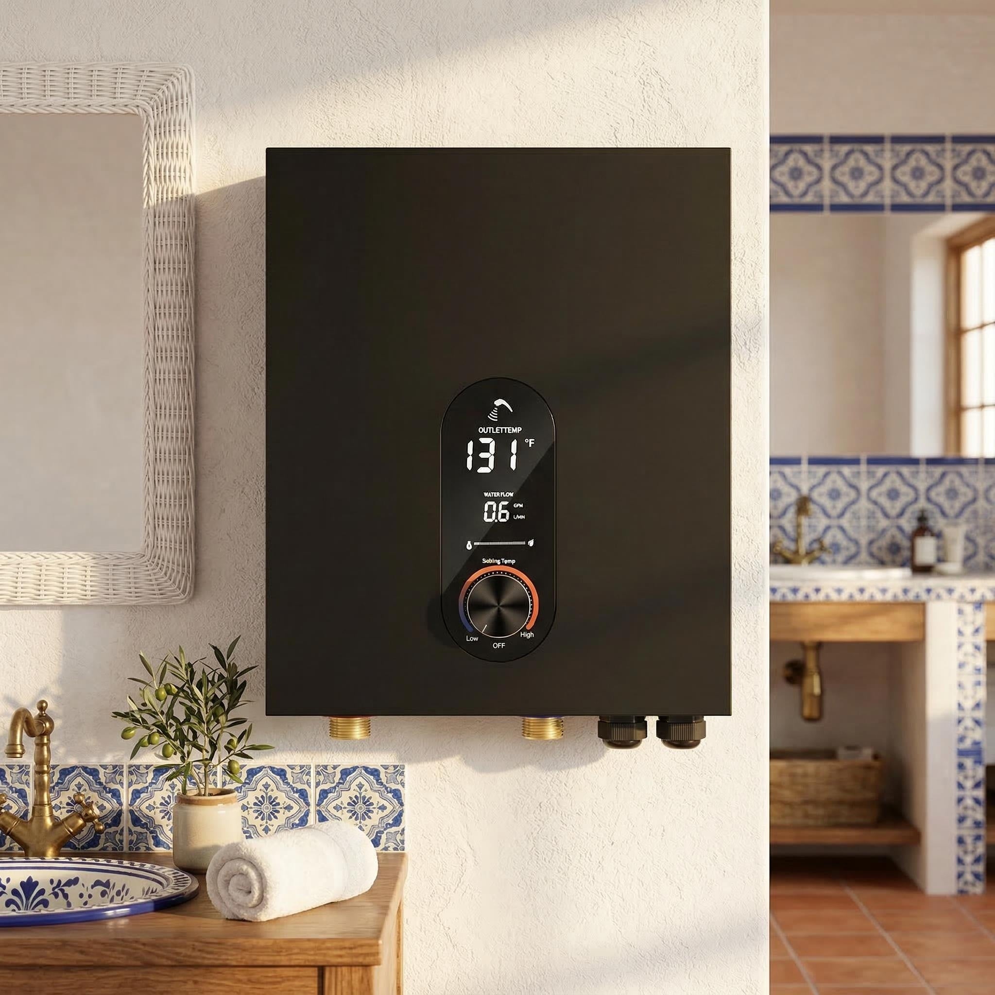 27Kw Tankless Electric Water Heater Instant On Demand Hot Water Heater Wall Mounted 110 240V Bathroom Water Heater