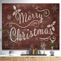 Designart Merry Christmas Season Greetings On Red Print On Natural Pine Wood Red