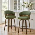 Mid Century Upholstered Swivel Bar Stool With Curved Back Bentwood Legs 36.2 H X 19.5 W X 21.3 D