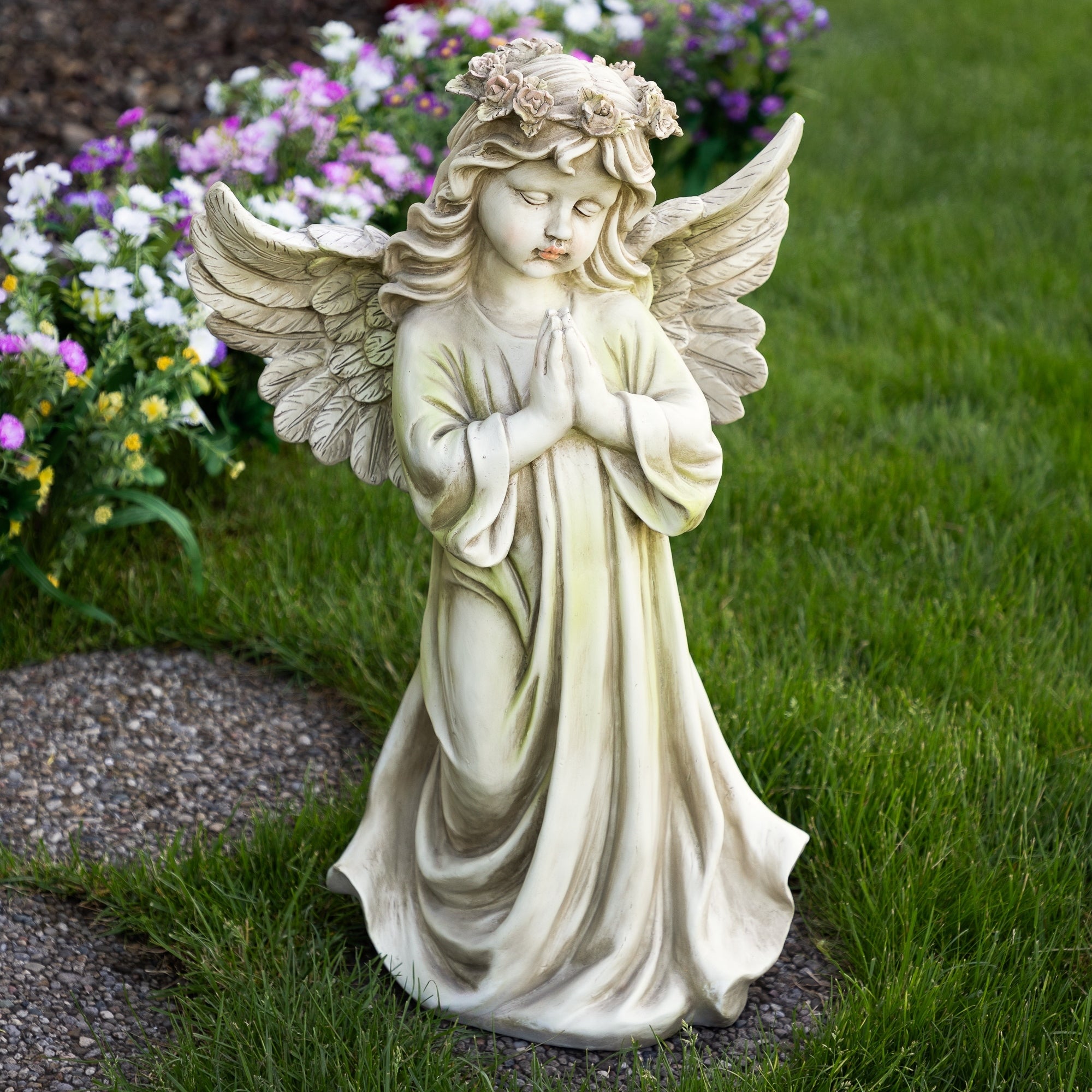 27 Angel Kneeling In Prayer Outdoor Patio Garden Statue
