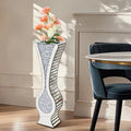 27 Tall Silver Mirrored Floor Vase Glam Crushed Diamond Vases