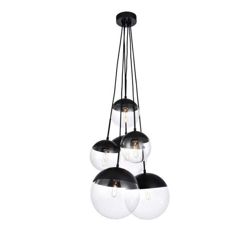 6 Light 28 Inch Pendant With Clear Glass