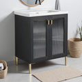 28 Inch Freestanding Bathroom Vanity With Ceramic Sink Soft Closing Door Plywood Base