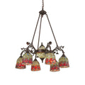 28 Inch Wide Red Rosebud 6 Arm Chandelier
