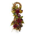 28 Mum Flowers With Pomegranates Autumn Teardrop Swag