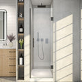 28 In. W X 72 In. H Frameless Hinged Shower Door With 3 8 Clear Tempered Glass And Stainless Steel Handle In Matte Black