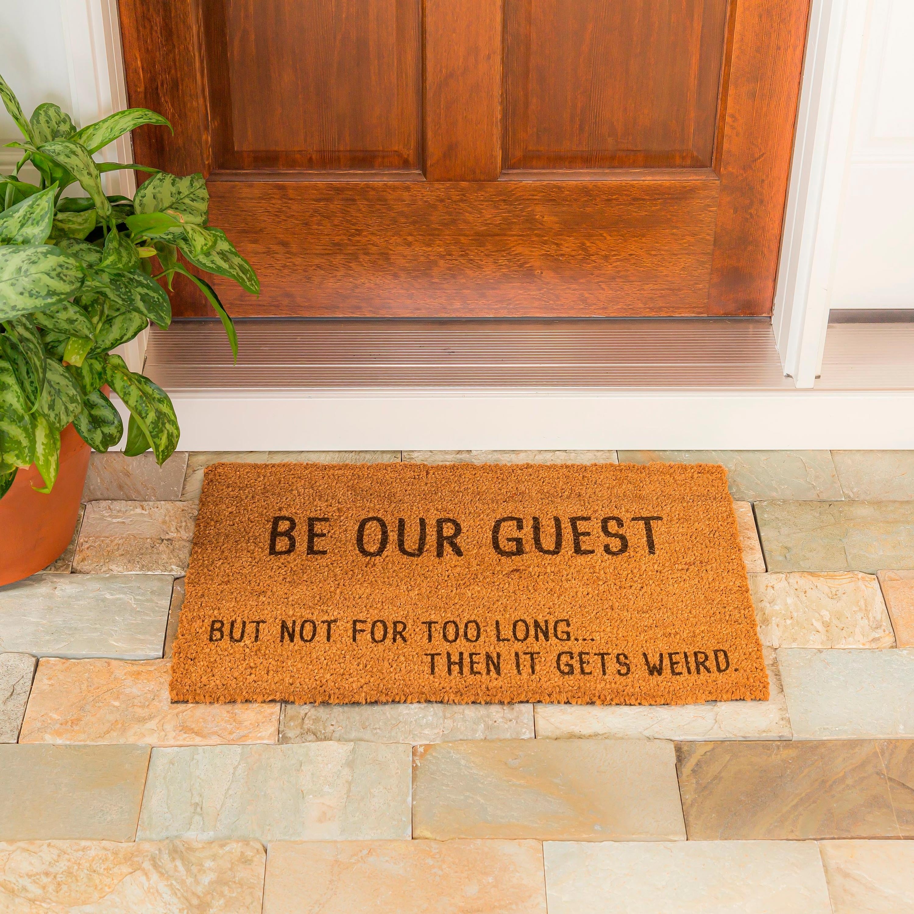 28 In. X 16 In. Be Our Guest But Not For Too Long Coir Door Mat 30 X 18
