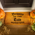 28 In. X 16 In. Beware Of Cute Monsters Halloween Coir Door Mat 28 X 16