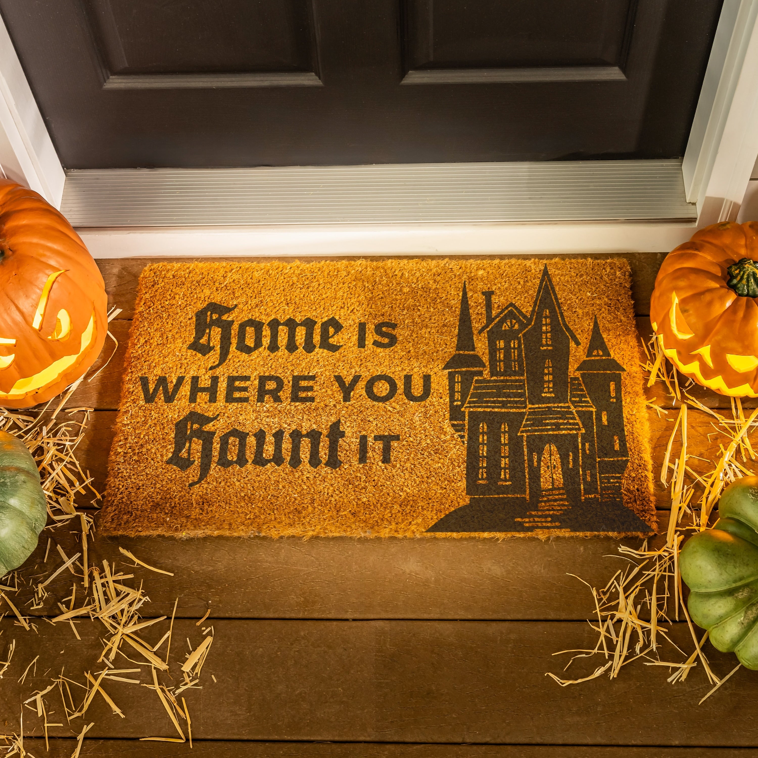28 In. X 16 In. Home Is Where You Haunt It Halloween Coir Door Mat 28 X 16