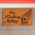 28 In. X 16 In. Im Freaking Melting Skull Summerween Coir Door Mat 28 X 16
