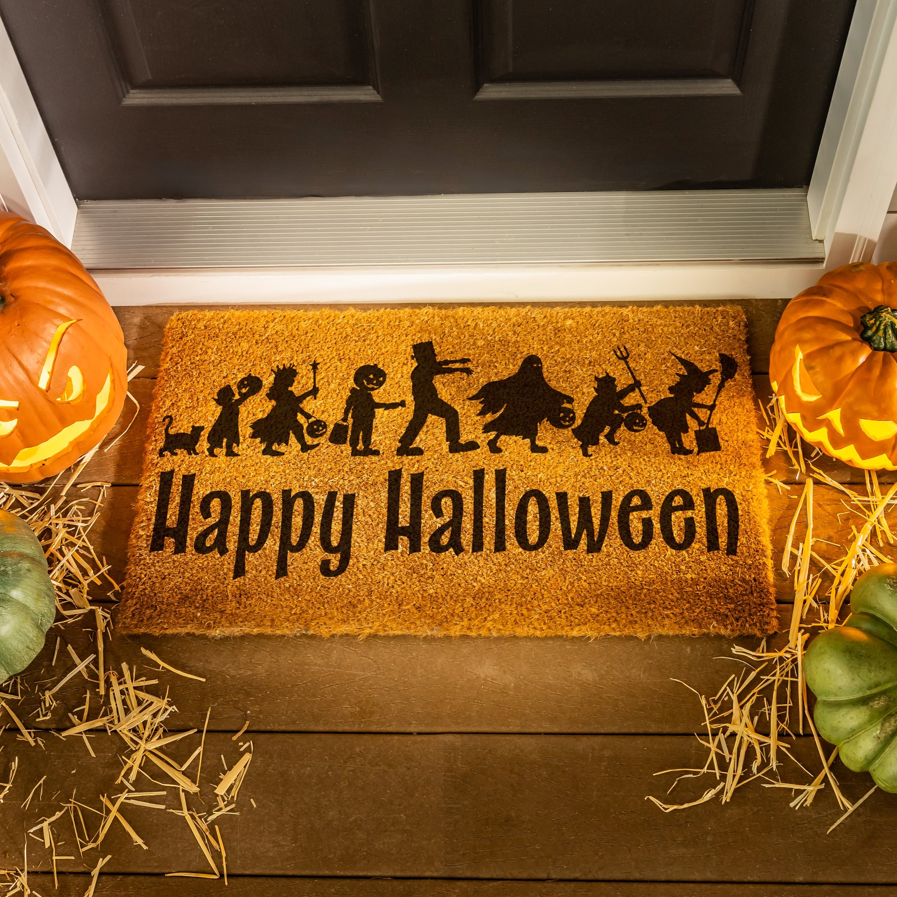 28 In. X 16 In. Monsters Happy Halloween Coir Door Mat 28 X 16