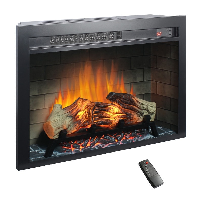 28 Inch Electric Fireplace Insert Multicolored Flames