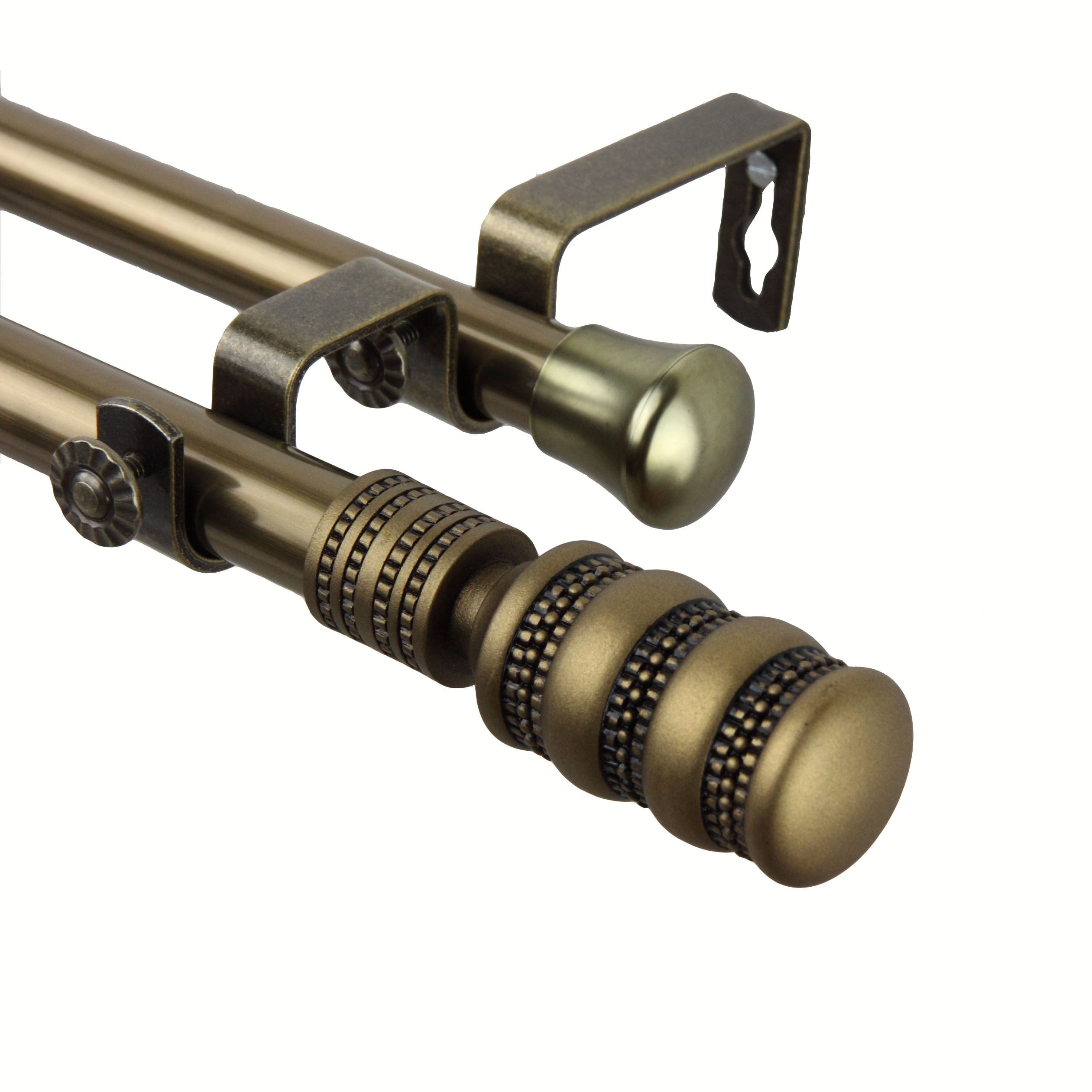 Instyledesign Cork Adjustable Antique Brass Curtain Rod Set With Finial