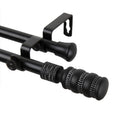 Instyledesign Cork Adjustable Black Double Curtain Rod With Finial