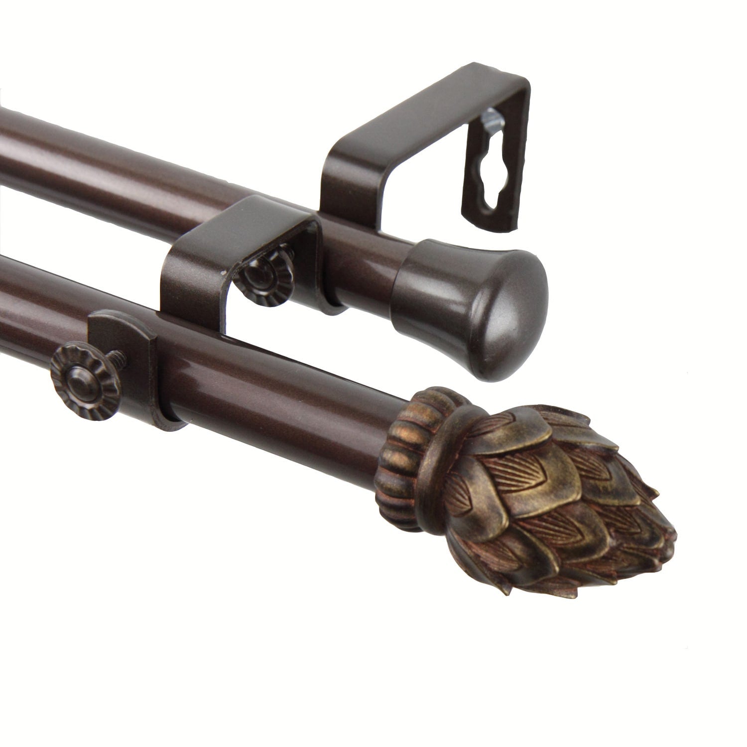 Instyledesign Lotus Adjustable Antique Cocoa Double Curtain Rod