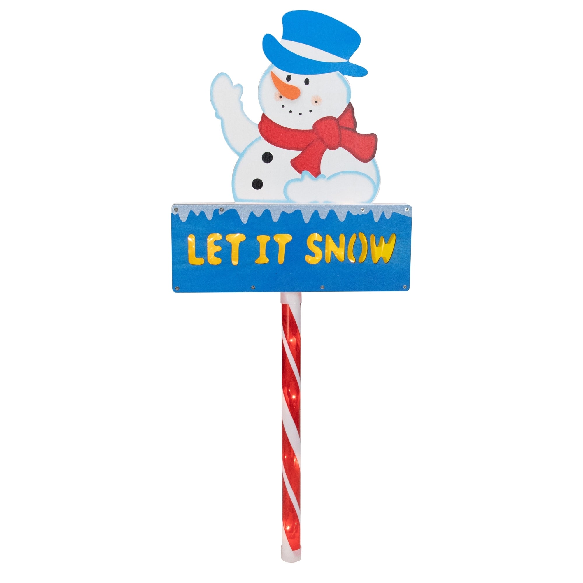28.5 Lighted Snowman Let It Snow Christmas Lawn Stake Clear Lights N A