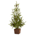 28 Alpine Natural Look Christmas Tree In Planter With Pine Cones Green