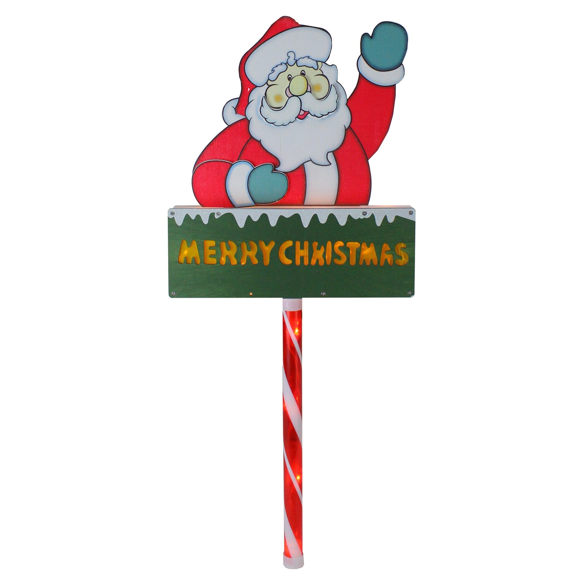 28 Lighted Santa Claus Merry Christmas Lawn Stake Clear Lights N A
