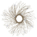 42 Pre Lit Champagne Gold Glittered Artificial Twig Christmas Wreath Warm White Led Lights