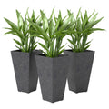 28 Tall Planters Set Of 3 Plastic Flower Pots With Marble Finish And Drainage Holes Stackable Tapered Outdoor Planters