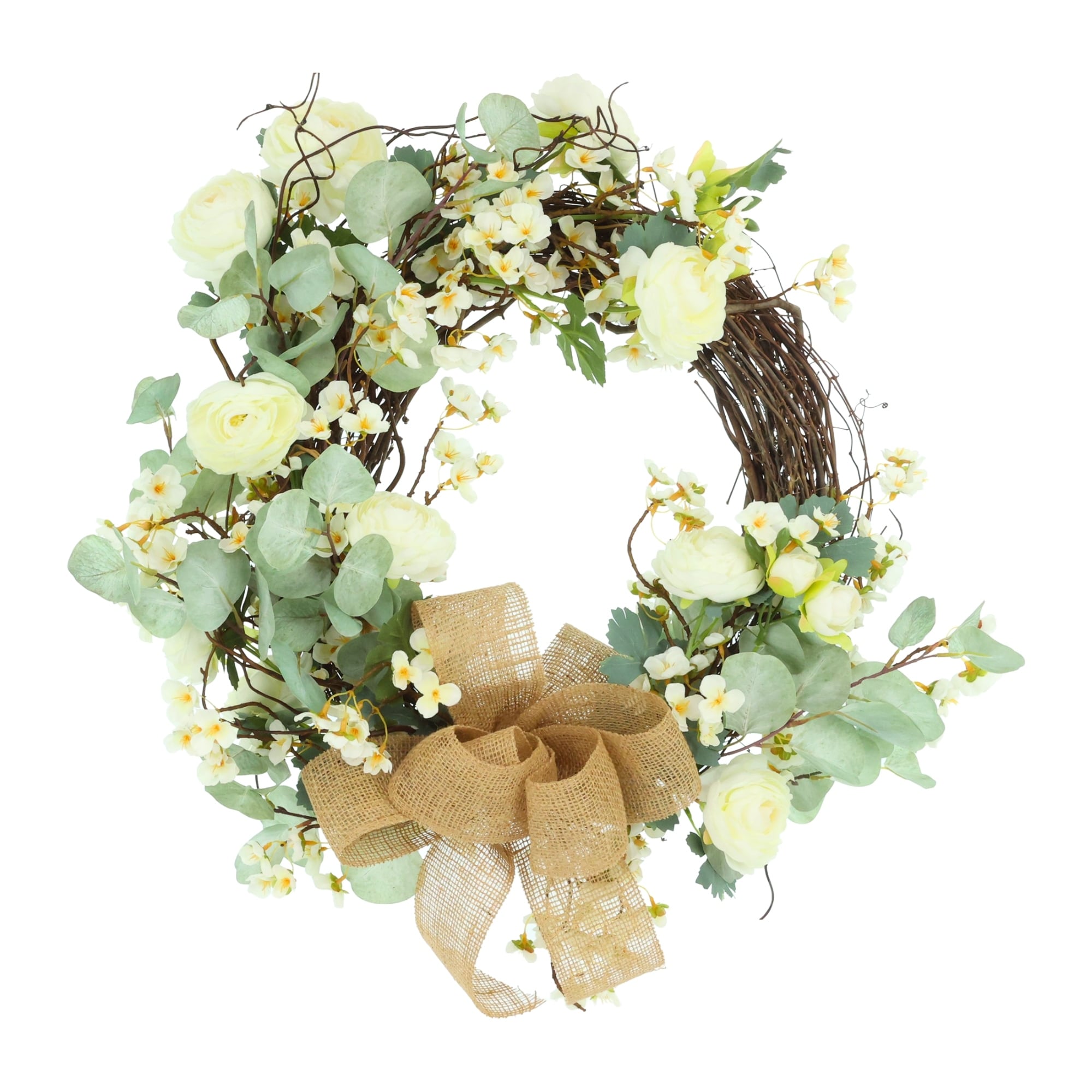 28 Wreath With Eucalyptus And Ranunculus