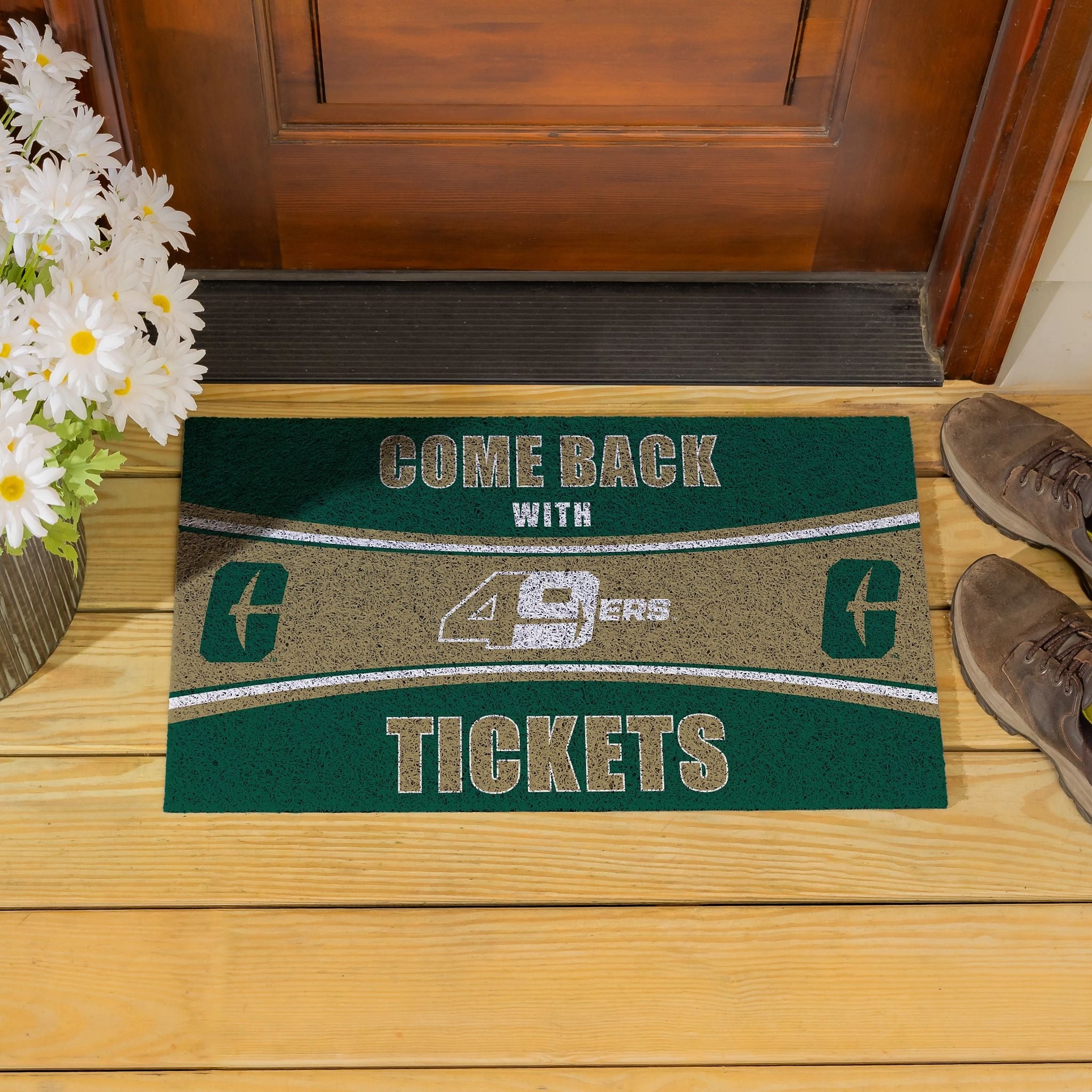 28 X 16 Pvc Door Mat Come Back With Tickets Unc Charlotte 28 X 16